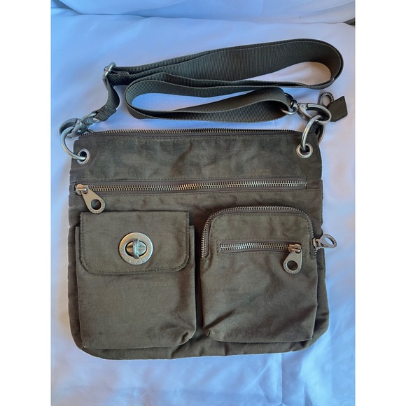 Baggallini Handbags - Baggallini Sydney Crossbody Travel Bag Multi Pocket Nylon Messenger Purse Khaki